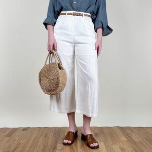 Linen Wide Leg Cropped Trouser Pants High Waisted Old Money Quiet Luxury Coastal